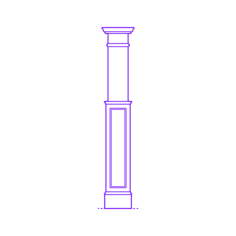 Buildings Wood Columns Square Base Capital Panel Half Editable Svg Line Art, Free Vectors File